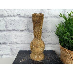Stone Vase with Engraved Animals Lion Antelope Elephant Vintage